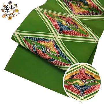 MO-3542 나고야 오비 형염 마름모꼴 향하는 새 옐로우 그린색