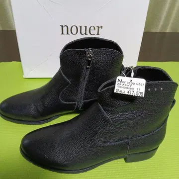 미사용 새상품 nouer 소가죽 블랙 지퍼 숏부츠 야마다야