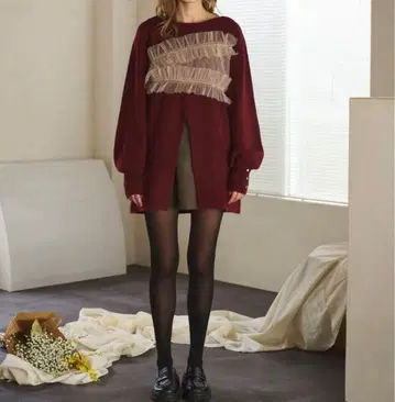 loin nuit 튤 슬릿 디자인 니트