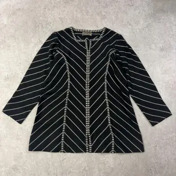 사이토 토요코 ToyokoSaito 니트 가디건 스트라이프 패턴 지퍼