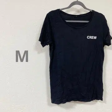 한정판 블랙 M 사이즈 CREW 프린트 티셔츠
