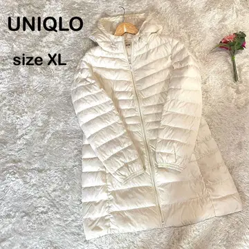 유니클로 UNIQLO 울트라 라이트 다운 자켓 롱 코트 XL 화이트 후드