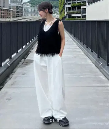 루프 프린지 베스트 블랙