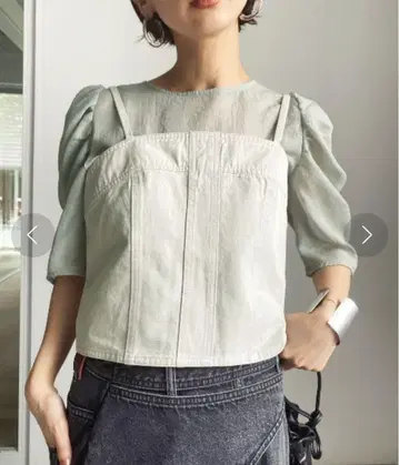 퍼프 슬리브 레이어드 탑 ameri vintage