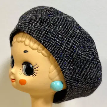 글렌체크 트위드 베레모 (블랙) 모자 핸드메이드 블랙 여성용