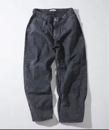 와이드 실루엣 배기 더블니 데님 배기 데님 더블니