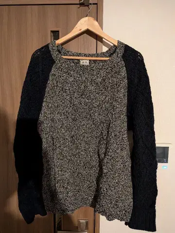 SUNSEA 피셔맨 니트 스웨터 / 네이비 그레이 선시