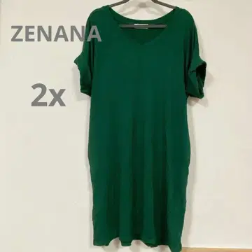한정판 ZENANA [ 2X ] 그린 티셔츠 원피스