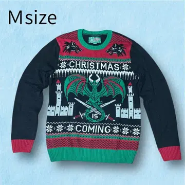 크리스마스 모티브 니트 스웨터 M 사이즈