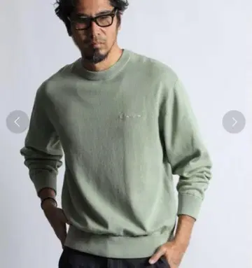 제품 염색 코튼 크루 니트 라이트 그린