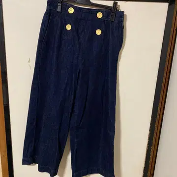 네이비 가우초 팬츠 더블 버튼