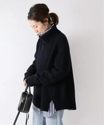 FRAMeWORK 울 캐시미어 터틀넥 니트 스웨터 네이비