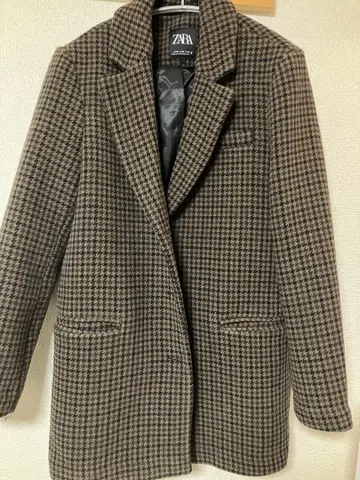 ZARA 체크 무늬 롱 코트