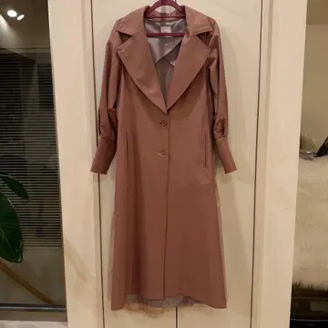 아메리 더스티 핑크 플레어 롱 코트 긴팔 안감 부착 봄 가을