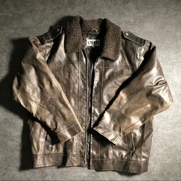 보아 옷깃 페이크 가죽 자켓 구제 의류 used AS42