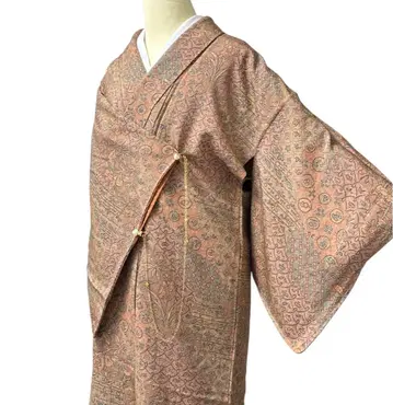 유99 기모노 코몬 순수 실크 꽃풀 일품