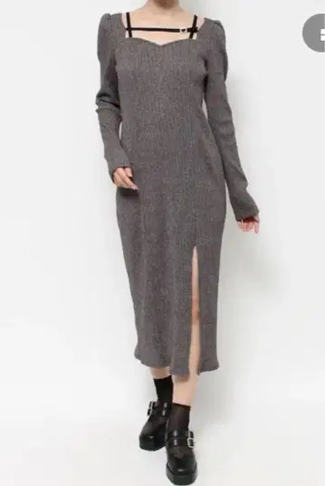 EATME 벨티드 리브 원피스