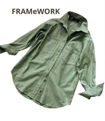 새상품급 프레임워크 백 새틴 밀리터리 셔츠 워크 셔츠 루즈핏