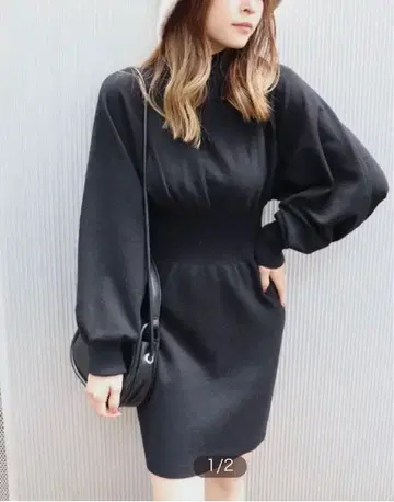 MURUA 볼륨 퍼프 미니 원피스 허리 리브