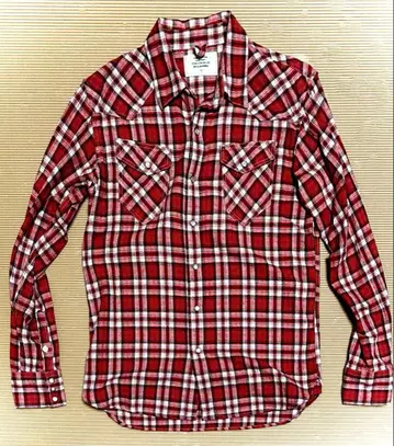 BACK NUMBER 백넘버 빨간색과 화이트 체크 긴팔 플란넬 셔츠