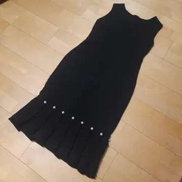 블랙 슬리브리스 원피스 L