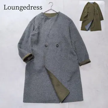 새상품급 Loungedress 울 혼방 리버 코트 2way 고급 배색