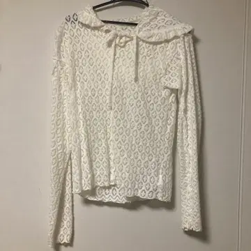 merry jenny 후드 레이스 tops 화이트