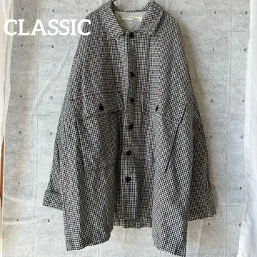 [ 클래식 ] 자켓 깅엄 체크 루즈핏 포켓 부착 레이어드