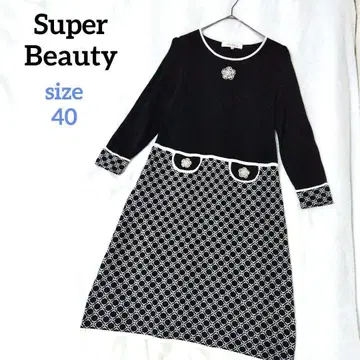 슈퍼 뷰티 허리 절개 자카드 원피스 비쥬 펄 비즈