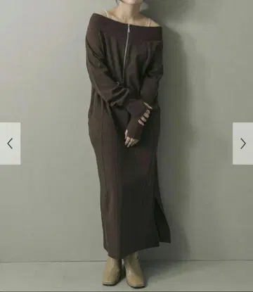 오프숄더 하프 지퍼 원피스