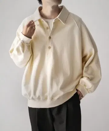 Lui's HYPE 피케 셔츠 셔츠 맨투맨 화이트 루이스 깔끔