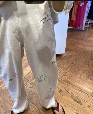 kurry x 6(ROKU) WHITE DENIM PRINT PANTS