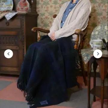 영국제 타탄 체크 무릎담요 담요 울 100% 두꺼운 원단