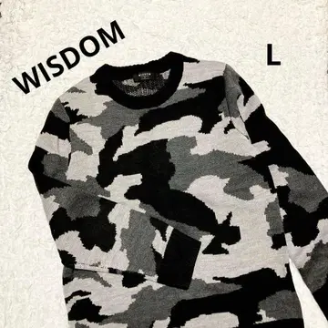 [WISDOM] 카모플라쥬 니트 스웨터 카모 패턴 L 남성용