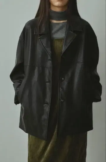 인조 가죽 오버 사이즈 자켓