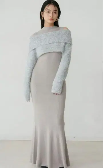 LagunaMoon 페더 라메 레이어드 니트 원피스