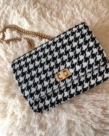 하운드 투스 패턴 숄더백