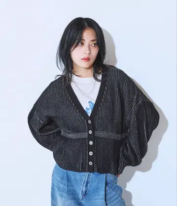 JEANASIS 7G 아제 페플럼 V 가디건 프리