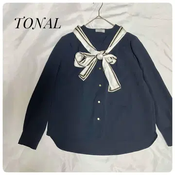 [ TONAL ] 토날 스카프 타이 블라우스 네이비
