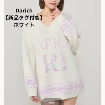 택 포함 새상품 다리치 믹스 컬러 RD 니트 튜닉 화이트