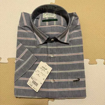 크로코 반팔 셔츠 L 그레이 계열 스트라이프