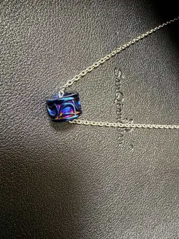 파랑 보라색 마블 비즈 목걸이