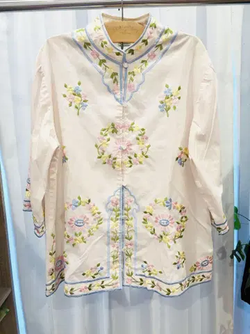 빈티지 차이나 꽃무늬 자수 블라우스