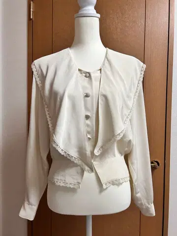 빈티지 스카프 옷깃 레이스 블라우스