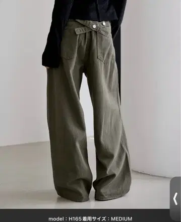 UNEMANSION 백버튼 와이드 데님 팬츠