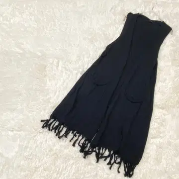 아즐 롱 베스트 롱 베스트 프린지 겉옷 코튼 100% 블랙 XS