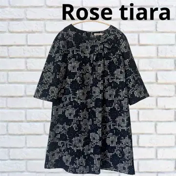 Rose tiara 꽃무늬 체크 무릎 기장 원피스 튜닉 42 사이즈