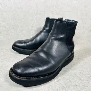 AURALEE 오라리 스퀘어 가죽 사이드 고어 부츠 27cm 블랙