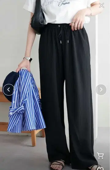 discoat 토로마 이지 팬츠 와이드 팬츠 블랙