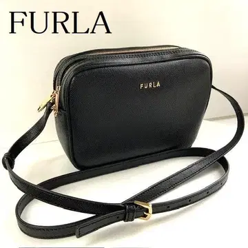 FURLA 블랙 가죽 릴리 사선 카메라 BAG 숄더백